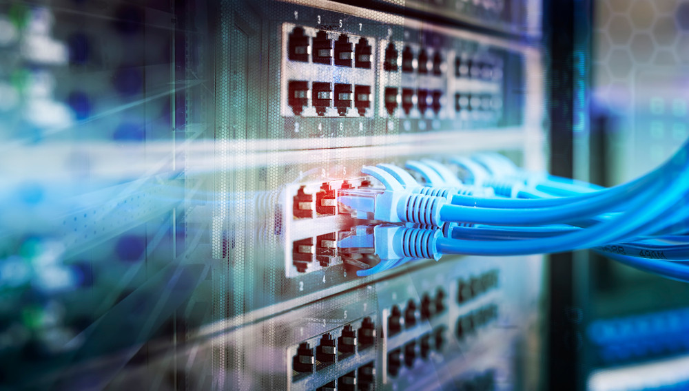 Network Panel, Switch, and Cable in Data Center 